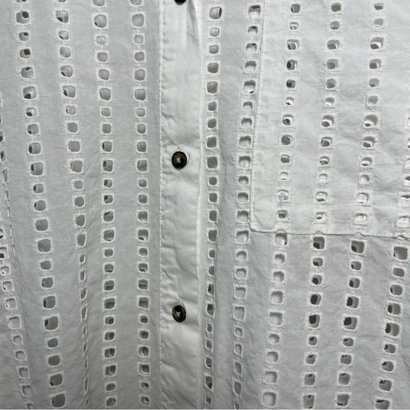 Calia Women Cover Up Top Large White Oversize Perforated Long Sleeve Beach Resor - Picture 6 of 11